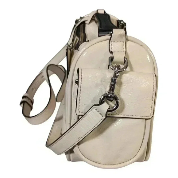Marc Jacobs The Soft Box Satchel Top Handle Crossbody Ivory Leather Medium - Picture 5 of 12